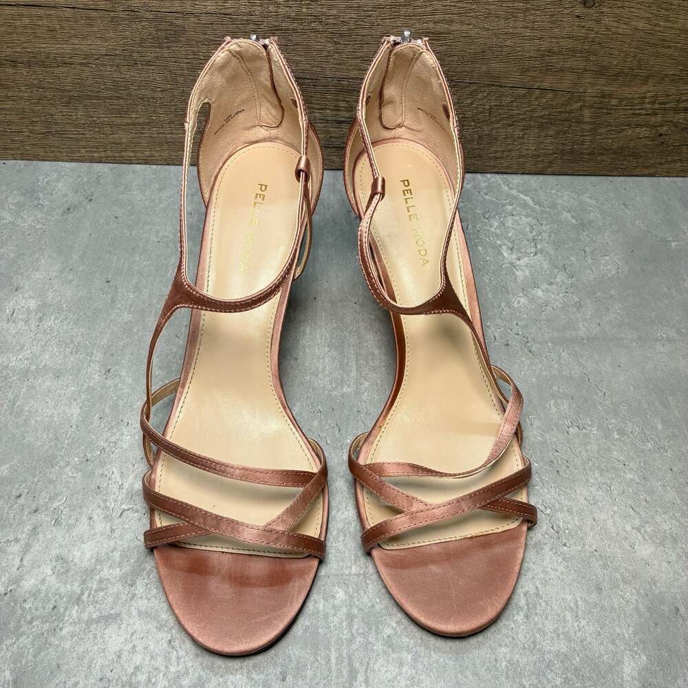 Pelle Moda Rose Gold Satin Strappy High Heel Sandals Size 10M